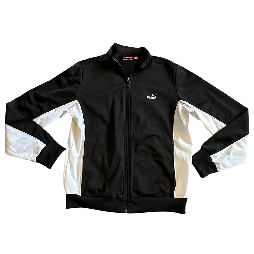 Puma Track Jacket Black‎ White Full Zip Athletic Sportswear Mens Size XL